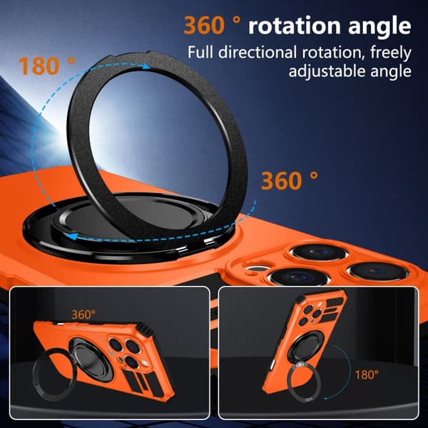 iPhone 16 Pro Max Rotating Magnetisk Hållare Skal Orange