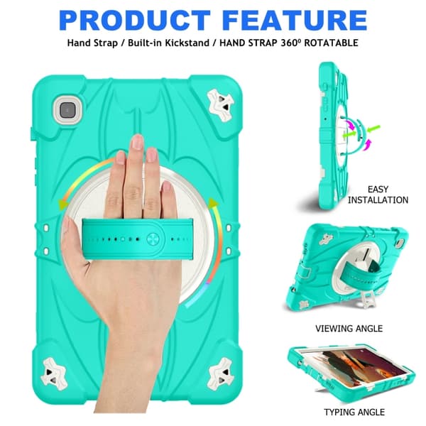 Samsung Galaxy Tab A7 Lite Bat Hand Grip Turntable Ställ Mintgrön Vit