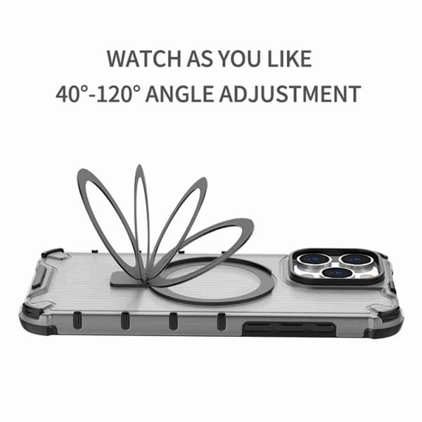 iPhone 16 Pro Shockproof Grating Holder Skal - Hållbar och Stöttålig Mobilskal Transparent svart