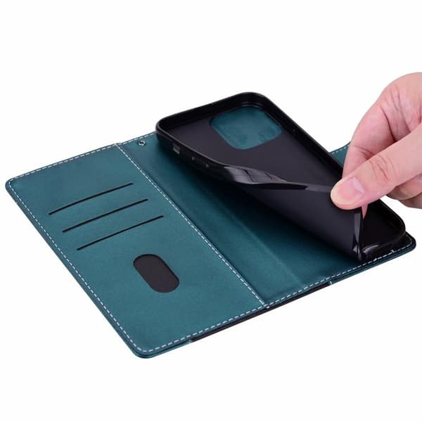 iPhone 18 Pro / iPhone 17 Pro Skal Läderfodral - Två Färger Svartgrön