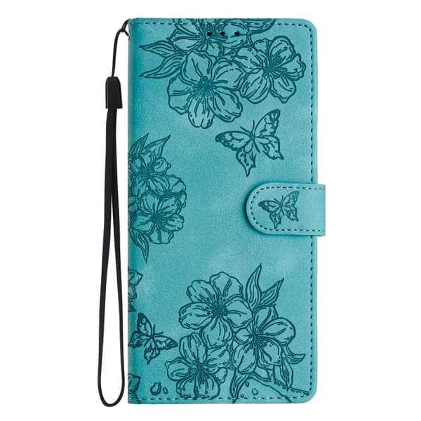 iPhone 16 Pro Max Skal med Cherry Blossom och Embossed Butterfly Design Grön