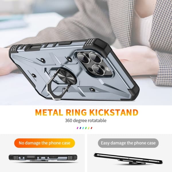 iPhone 16 Pro Ring Holder Skal - Elegant och Praktisk Skydd för Din Telefon Grå