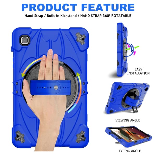 Samsung Galaxy Tab A7 Lite Bat Hand Grip Turntable Ställ Blå Svart