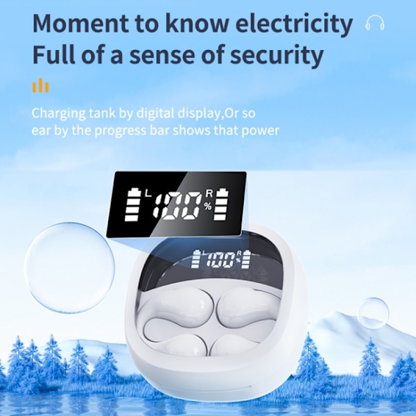JR01 Transparent Capsule Smart Digital Display Ear-hook Bluetooth-hörlurar Vit