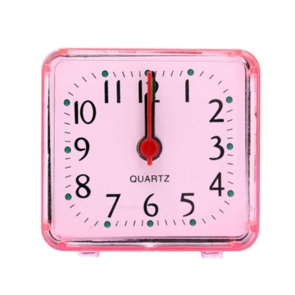 Kvadratisk väckarklocka transparent fodral kompakt digital mini sovrum sängbordskontor elektronisk klocka (rosa)