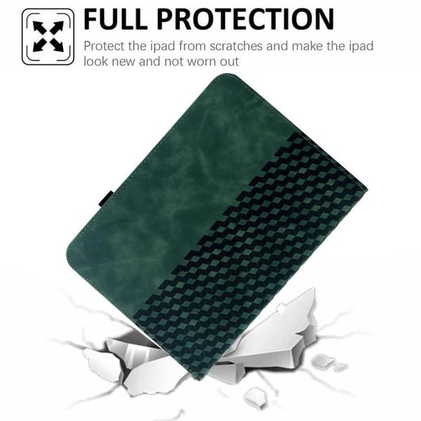 iPad mini 2024 / mini 6 Skal - Rotatable Rhombus Prägad Smart Läderfodral Grön