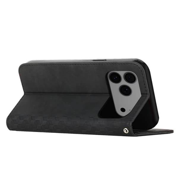 iPhone 18 Pro Max / iPhone 17 Pro Max Skal läderfodral - diamantsplicing med magnetisk känsla Svart