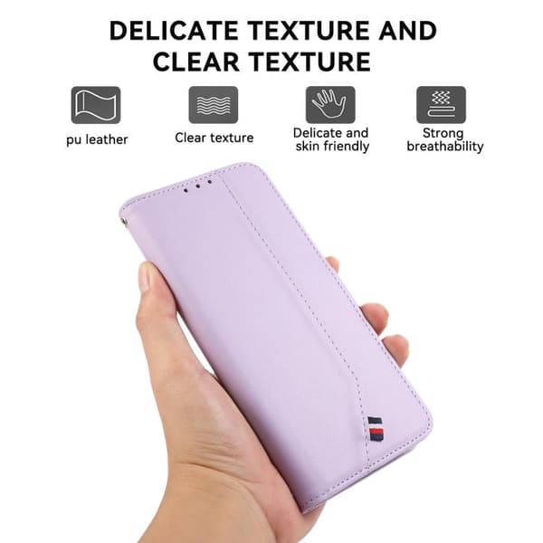 Redmi Note 14 4G - ABEEL Delikat Textur Splicing RFID Läderfodral Purpur