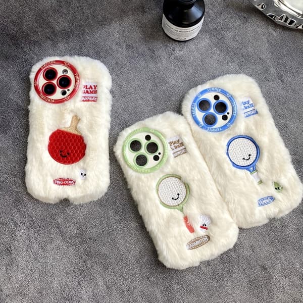 iPhone 16 Pro Max Rolig Sport Plush Silikon Skal Badminton