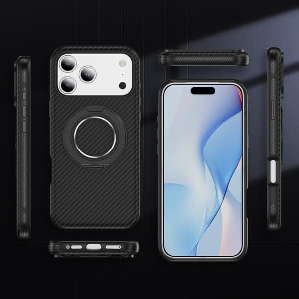 iPhone 18 Pro Max / iPhone 17 Pro Max Skal - Kolfiber med C-Typ MagSafe Svart