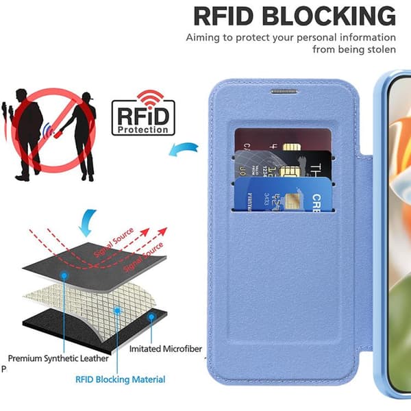 för Pixel 10 Pro XL Skal - Shield Magsafe RFID Antistöld Rhombus Läderfodral Blå