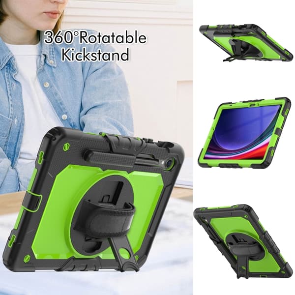 Samsung Galaxy Tab S8/S7 Silikon + PC Tabletfodral Svart+Gul Grön