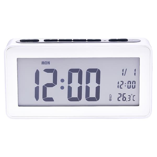 AQ139N LED-skärm skrivbordsväckarklocka (vit)