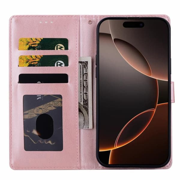 iPhone 18 Pro Max / iPhone 17 Pro Max Skal läderfodral - präglat rutmönster Rosa