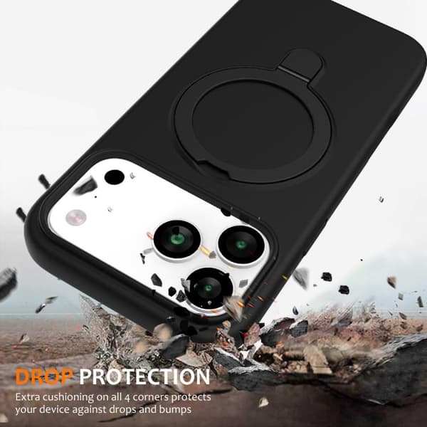 iPhone 18 Pro Max / iPhone 17 Pro Max Skal - Flytande Silikon med MagSafe Magnetisk Ringhållare Svart