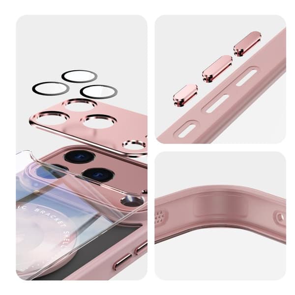 iPhone 18 Pro Max / iPhone 17 Pro Max 360 Hållare Magsafe Akryl Hybrid TPU Skal Rosa