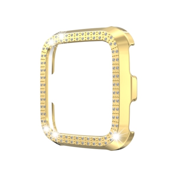 För Fitbit versa / versa lite PC Double-Row Diamond-Encrusted Protective Shell Gold