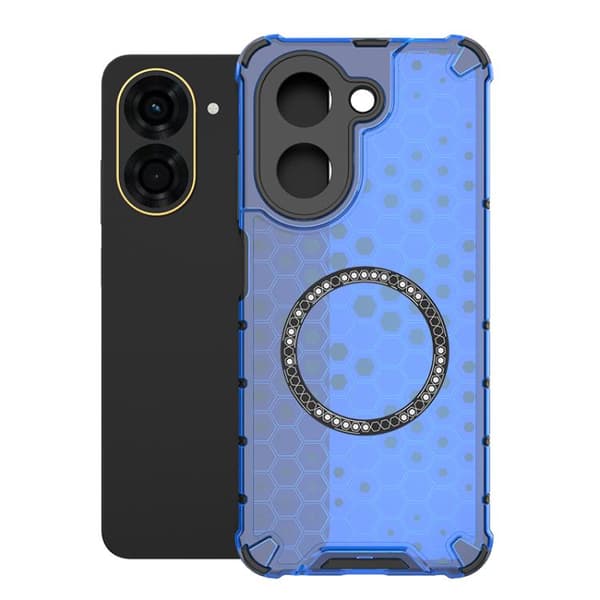 Redmi A5 4G / Poco C71 - Honeycomb Magnetisk Ring Stötsäker Mobilskal Blå