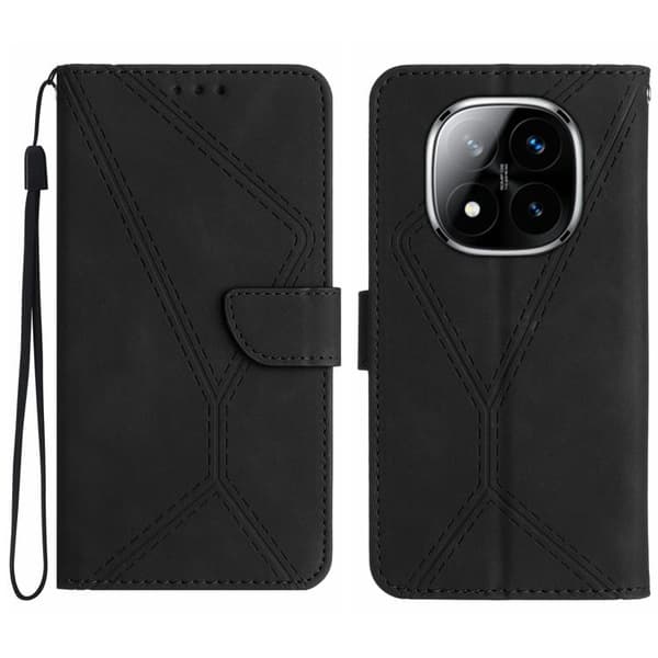 Redmi Note 14 Pro 4G - Stitchat Prägling Läderfodral Svart