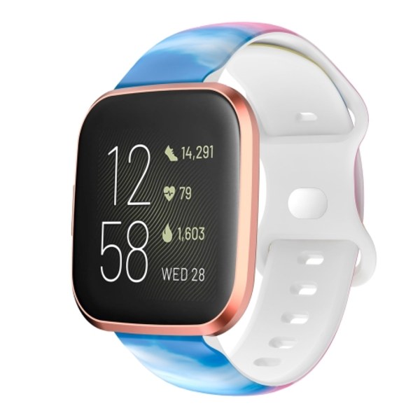För Fitbit Versa Printing Butterfly Buckle Silicone Watch Band Spring