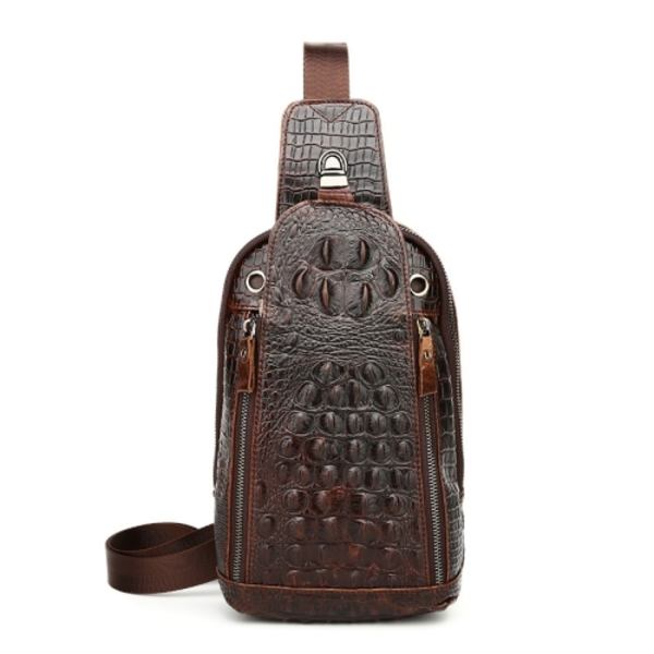 1313 Herrmode Läder Krokodil Textur En-Axlad Crossbody Bröstväska Krokodilmönster