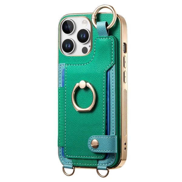 iPhone 16 Pro Skal med Mode Ring och Hängslinga Grön