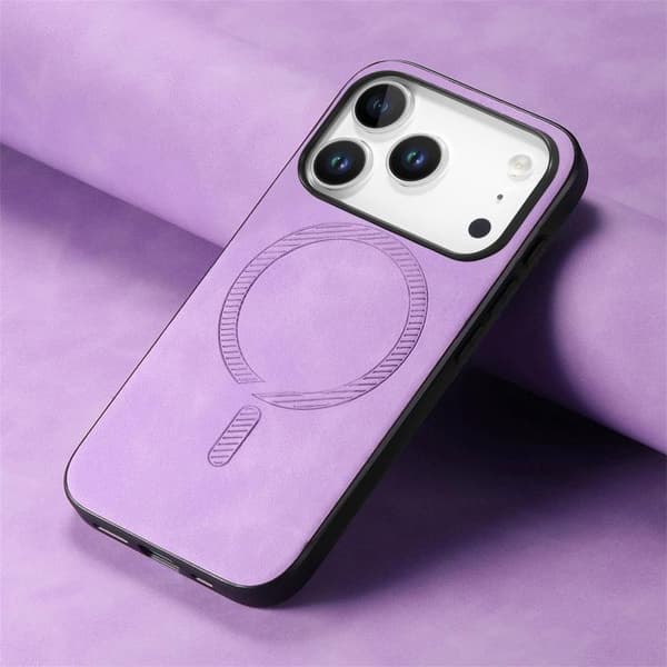 iPhone 18 Pro / iPhone 17 Pro Skal - Solid Färg Retro Magsafe PU Purpur