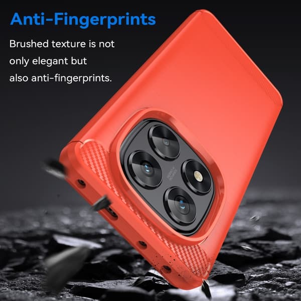 Redmi Note 14 Pro 5G - TPU fodral med Kolfiberborstad Yta Röd