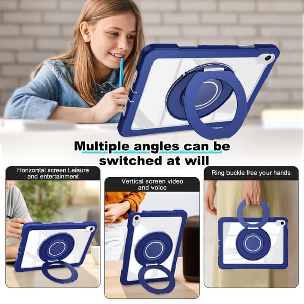 iPad 11 11:e generationen / 10.9 10:e generationen 2022/2025 Crystal Armor PC Hybrid TPU Skal Mörkblå