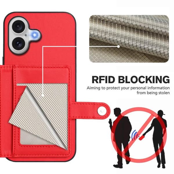 iPhone 17 Skal med RFID-säkerhet och kortfack Röd