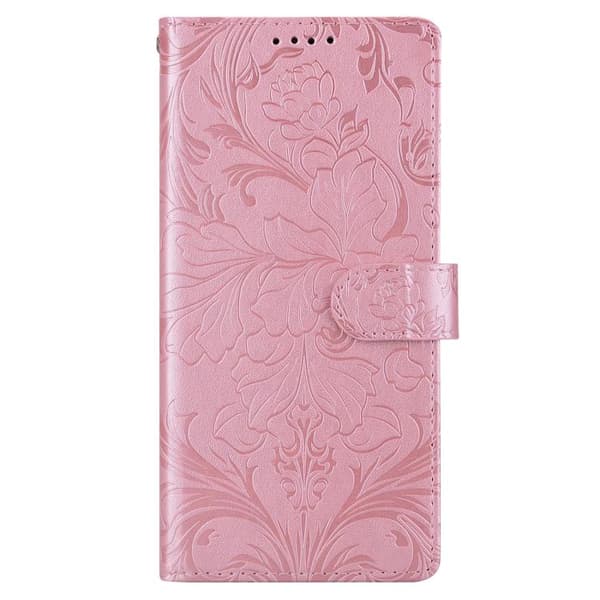 Redmi Note 14 5G - Prägad Blommönster Läderfodral Rosa