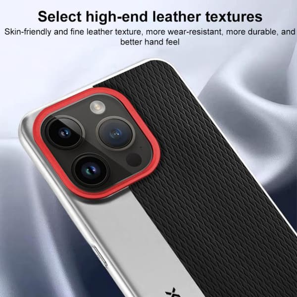 iPhone 17 Pro Skal med Diamanttextur - Läder och PC Svart