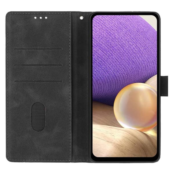 Redmi A5 4G - Triangulär Prägling Läderfodral Svart