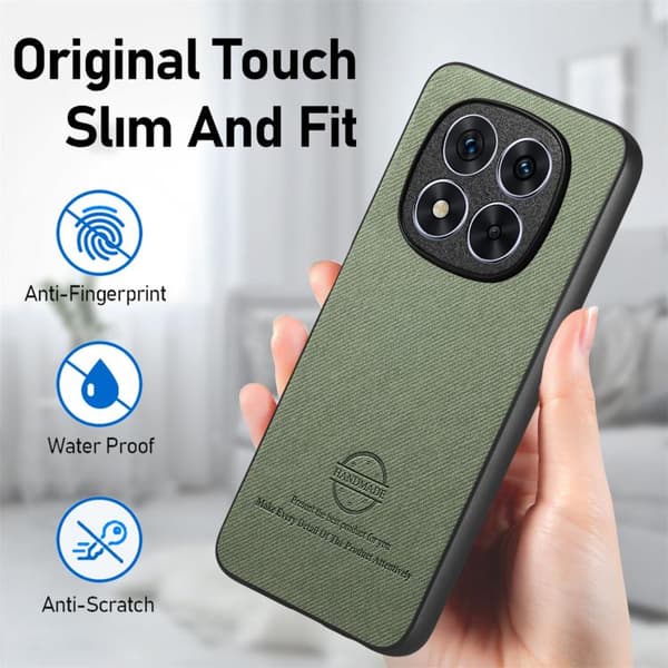 Redmi Note 14 Pro 5G - Twill Tyg Läder Skal Grön