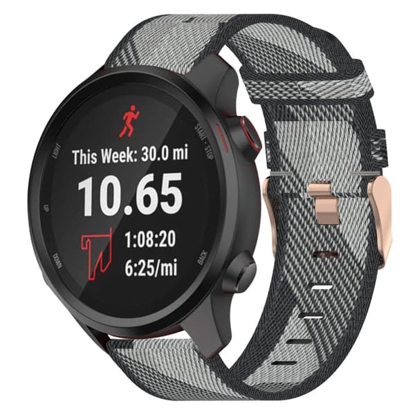 För Garmin Forerunner 245 20mm Nylon Woven Watch Band Grey