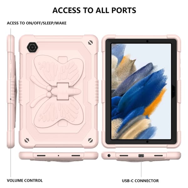 Samsung Galaxy Tab A8 10.5 (2021) Beige PC + Silikonhållare Tabletfodral Rosaröd
