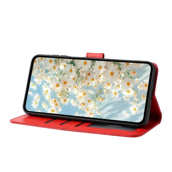 Redmi Note 14 4G - Daisy Prägling Läderfodral Röd