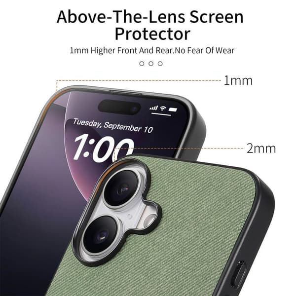 iPhone 17 Skal - Twilltyg och Läder Grön