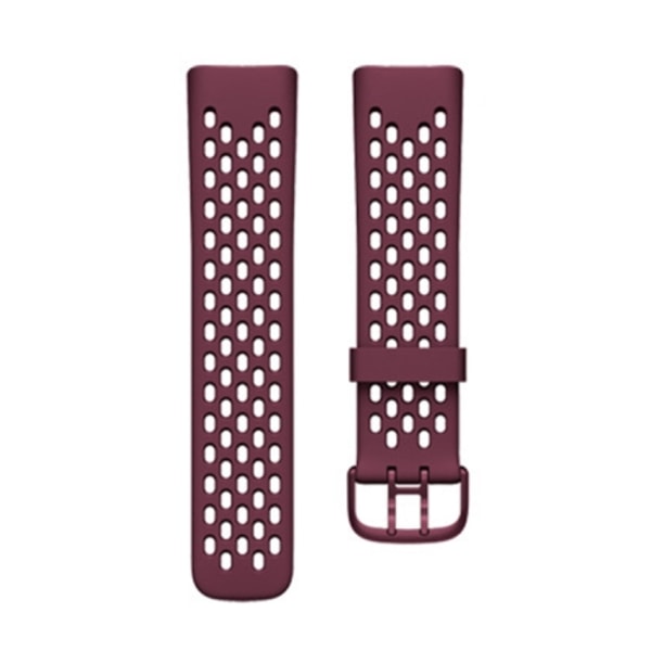 För Fitbit Charge 5 Silicone Hole Watch Band Wine Red