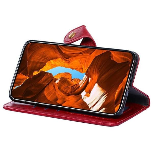 Redmi Note 14 Pro 4G - Läderfodral med dragkedja Röd