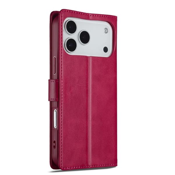 iPhone 18 Pro / iPhone 17 Pro Skal - Kalvtextur med Horisontell Vändning Röd