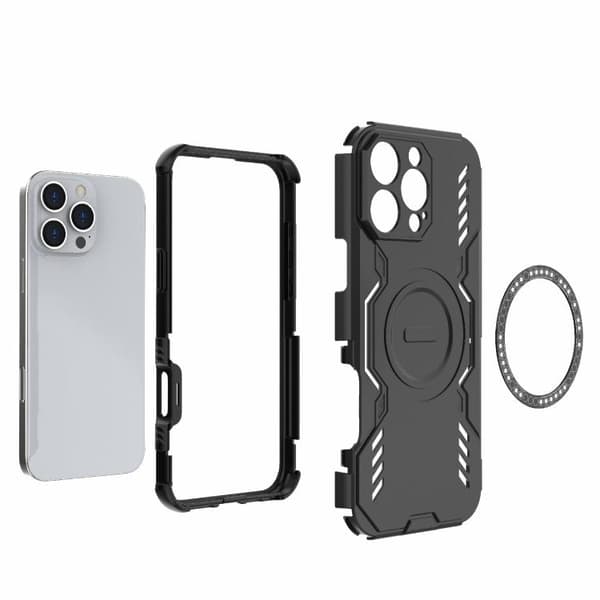 iPhone 16 Pro Butterfly Armor MagSafe Magnetisk Ring Stötsäker Skal Blå