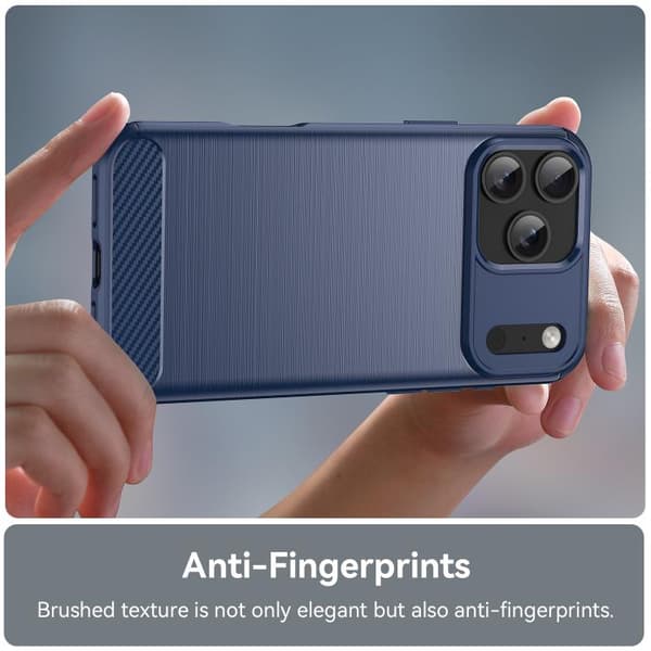 iPhone 18 Pro / iPhone 17 Pro Skal - Borstad Textur av Kolfiber TPU Blå