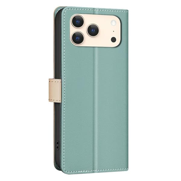 iPhone 18 Pro Max / iPhone 17 Pro Max Skal Läderfodral med Färgmatchning och RFID Antistöld Grön