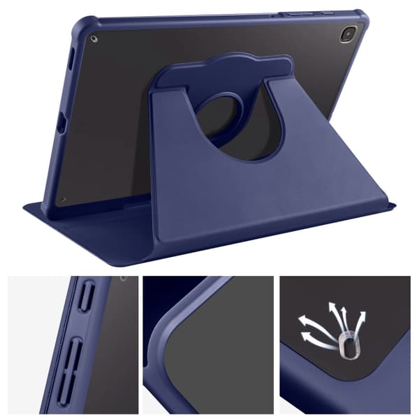 Samsung Galaxy Tab S6 Lite P610 360° Rotationsskydd i Läder Mörkblå