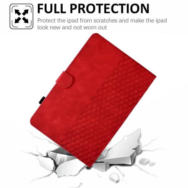 Samsung Galaxy Tab S7/S8 Rhombus Prägad Läderfodral Röd