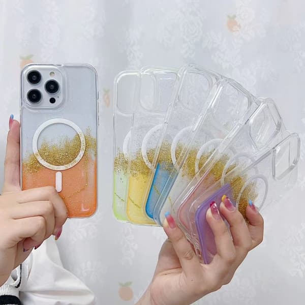 iPhone 16 Pro Gilding MagSafe Hybrid Clear TPU Skal Rosa