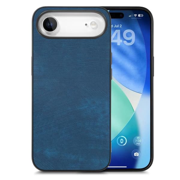 iPhone 17 Air Vintage Läder PC Bakskydd Skal Blå