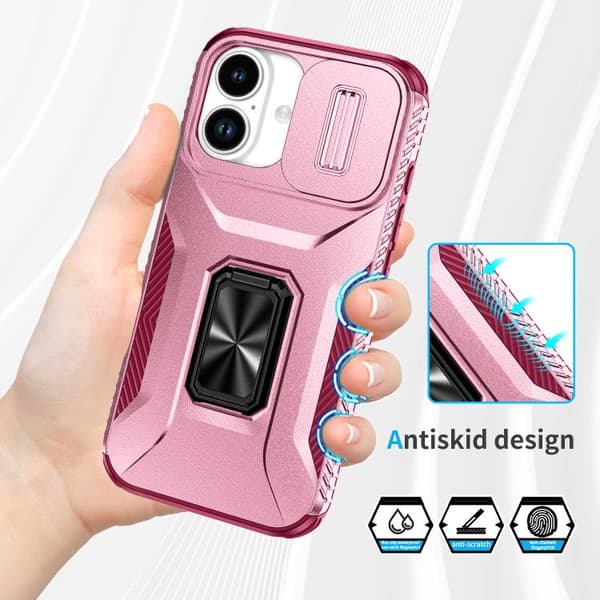 iPhone 17 Skal med Sliding Camshield Holder Rosa + Rosröd