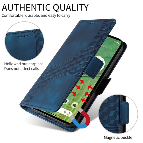 Redmi Note 14 Pro 5G / Note 14 Pro+ 5G - Prägad Rhombus Stjärnläder fodral Blå